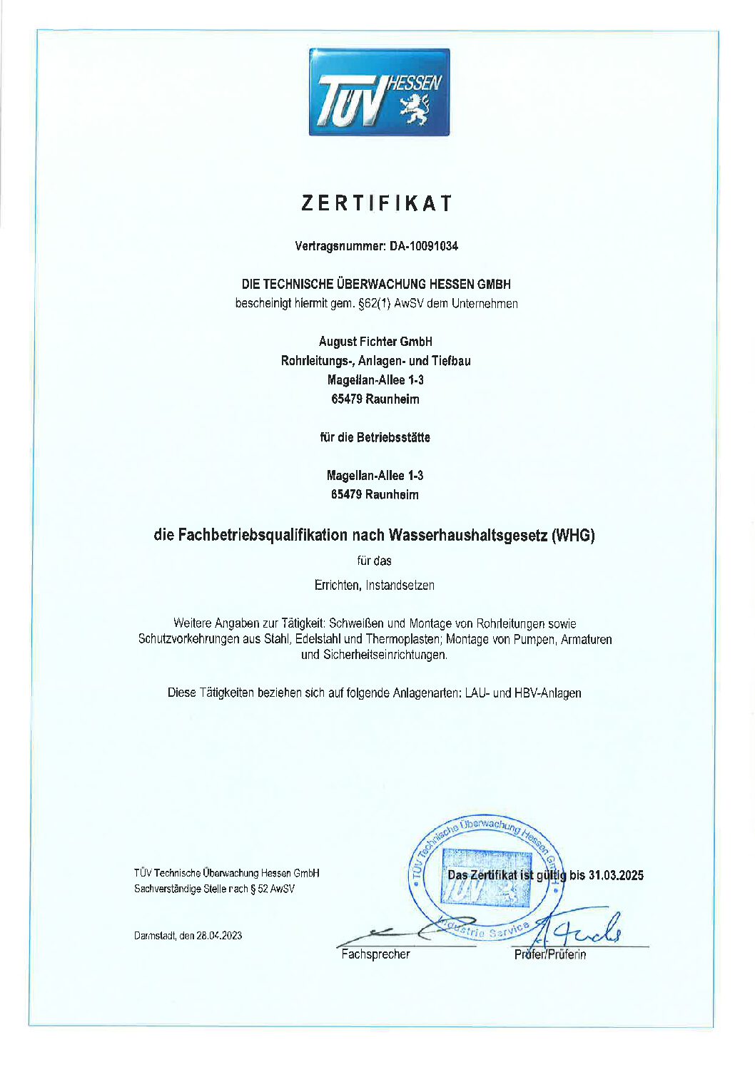 8_Zertifikat Fichter Wasserhaushaltsgesetz §62 31_03_2025